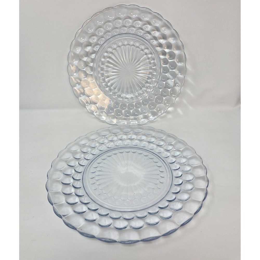 Vintage Anchor Hocking Bubble Blue Dinner Plate Set of 2, Textured, USA Made